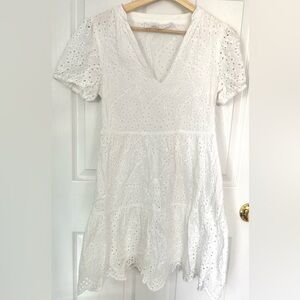 Cottagecore Picnic Martini White Eyelet Dress